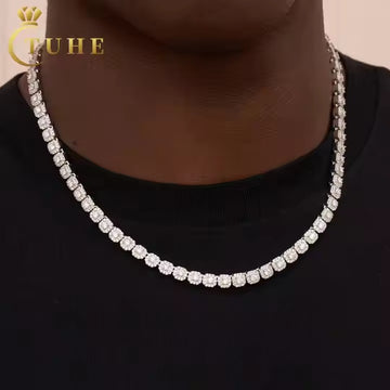 Micro Clustered Moissanite Tennis Chain